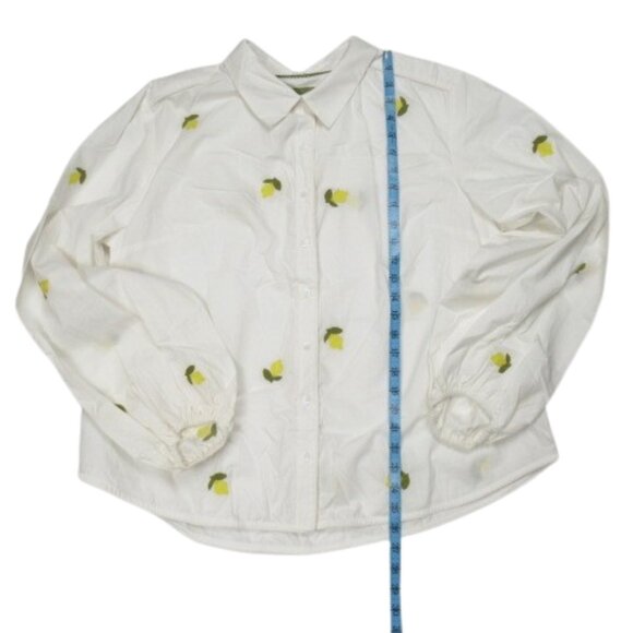 Anthropologie Maeve Embroidered Button Down Blouse White XL - Picture 8 of 13